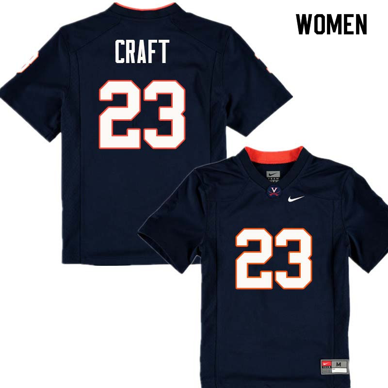 Women #23 Warren Craft Virginia Cavaliers College Football Jerseys Sale-Navy